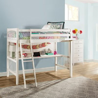 Pulse Wood Twin Loft Bed with Hanging Nightstand