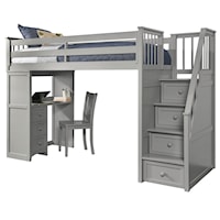 Twin Loft Bed with Stairs and Desk