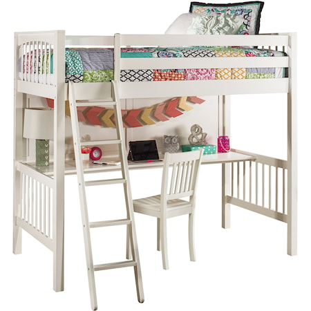 Pulse Wood Twin Loft Bed with Chair