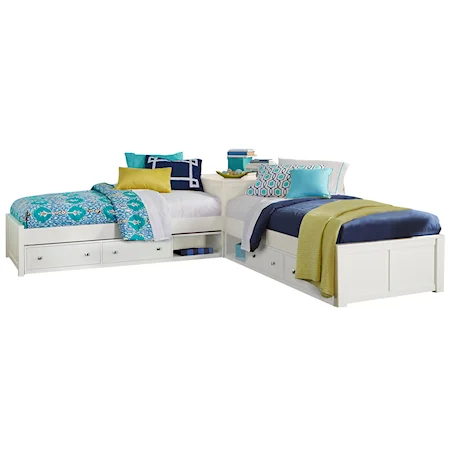 Pulse Wood Twin L-Shaped Bed with 2 Storage Units