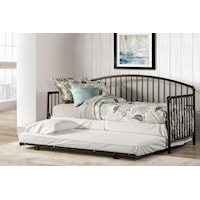 Transitional Metal Twin Size Daybed with Roll Out Trundle