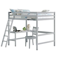 Contemporary Full Loft Bed with Desk Chair and Hanging Nightstand