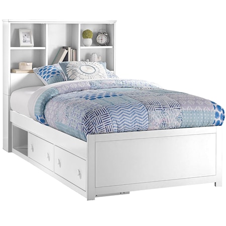 Contemporary Twin Bookcase Bed with Underbed Storage