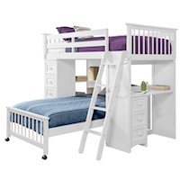 Twin Over Twin Loft Bed with Storage Chest and Desk