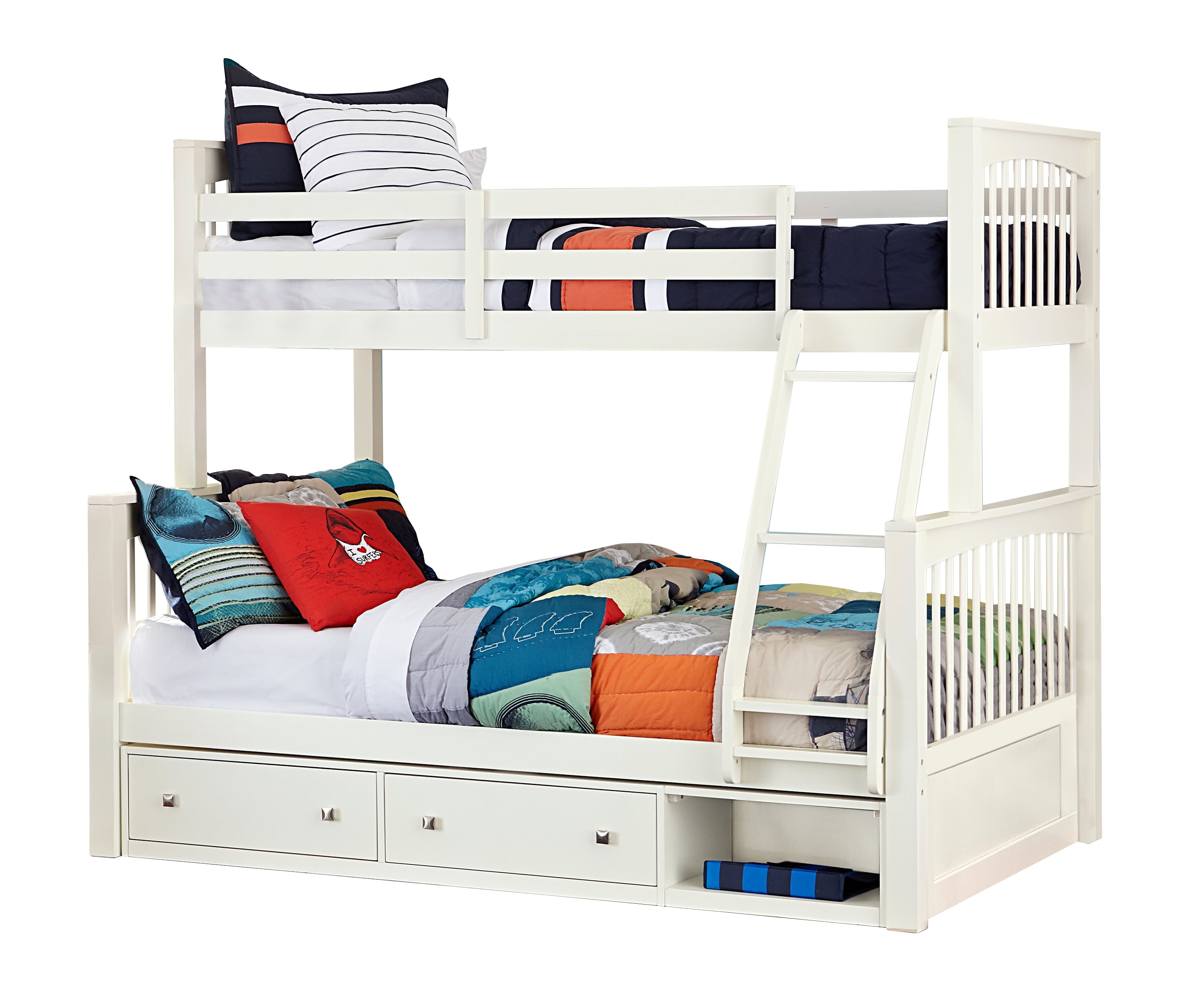 NE Kids Pulse 33050NS Pulse Wood Twin Over Full Bunk Bed with Storage