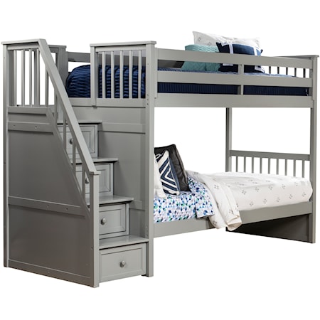 Twin Over Twin Bunk Bed with Stairs & Storage