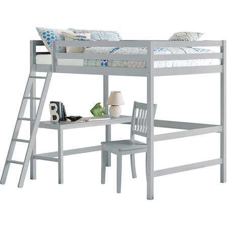 Contemporary Full Loft Bed with Desk Chair