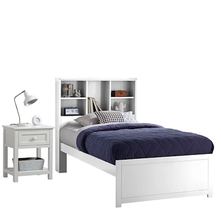 Contemporary Twin Bookcase Bed with Nightstand