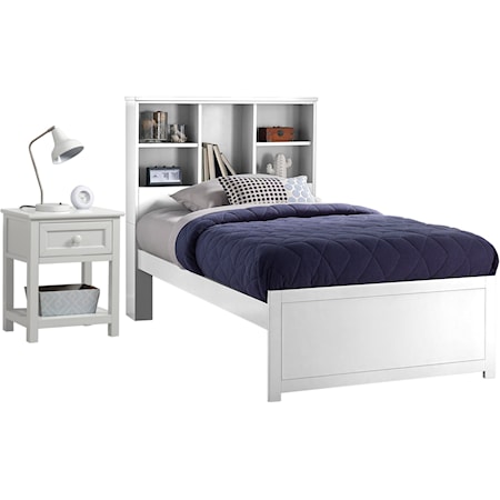 Contemporary Twin Bookcase Bed with Nightstand