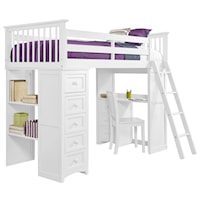 Twin Loft Bed with Storage Chest and Desk