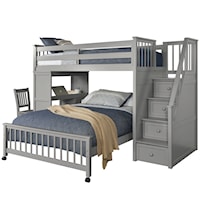 Twin Over Full Loft Bed with Stairs and Desk
