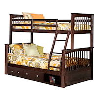 Pulse Wood Twin Over Full Bunk Bed with Storage