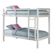 Contemporary Wood Twin Over Twin Size Bunk Bed with Hanging Nightstand