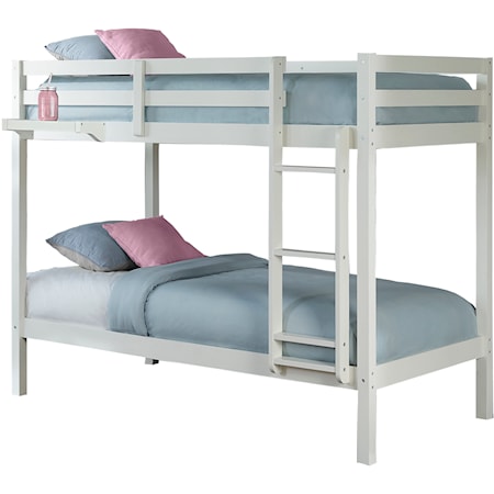 Contemporary Wood Twin Over Twin Size Bunk Bed with Hanging Nightstand
