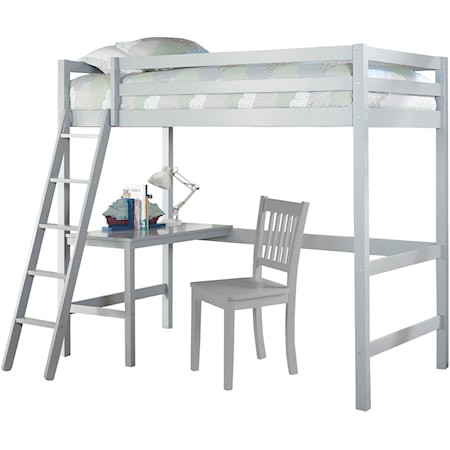 Contemporary Twin Loft Bed with Desk Chair