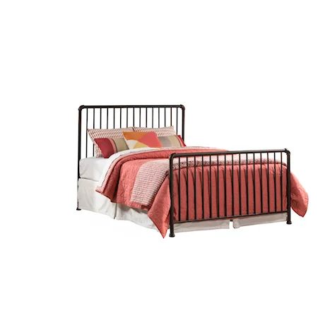 Transitional Queen Metal Bed with Spindle Design