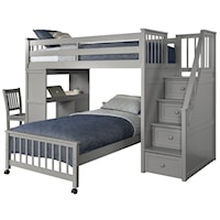 Twin Over Twin Loft Bed with Storage Chest and Desk
