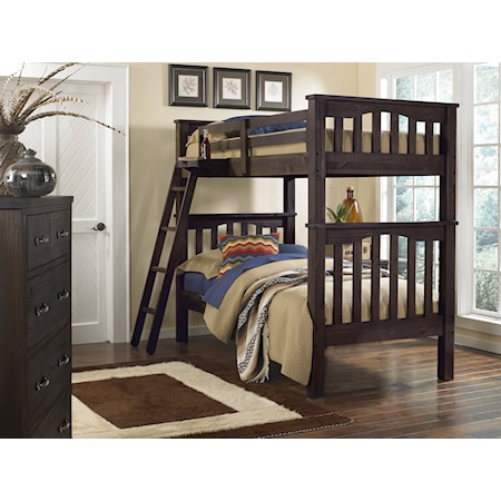 Highlands Harper Wood Twin Over Twin Bunk with Hanging Nightstand