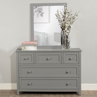 Contemporary 5-Drawer Dresser and Mirror Set