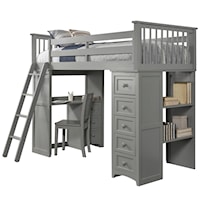 Twin Loft Bed with Storage and Desk