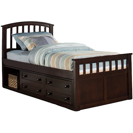 Charlie Mission Twin Size Captain's Bed with Storage