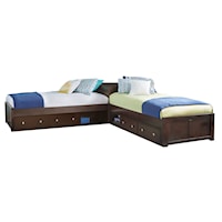 Pulse Wood Twin L-Shaped Bed with 2 Storage Units