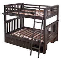 Highlands Harper Wood Full Over Full Bunk with Storage Unit and Hanging Nightstand