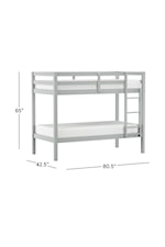 NE Kids Caspian Contemporary Wood Twin Over Twin Size Bunk Bed with Hanging Nightstand