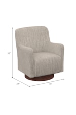 Emerald Clara Transitional Swivel Chair with Exposed Wooden Base
