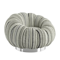 Pumpkin Swivel Accent Chair with Silver Tone Base