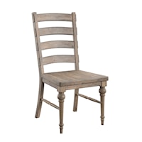 Relaxed Vintage Ladderback Dining Side Chair with Sandstone Finish