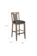 Emerald Benton Transitional Slat Back Bar Stool with Upholstered Seat