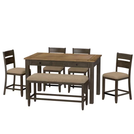 Casual 6-Piece Gathering Height Table Set
