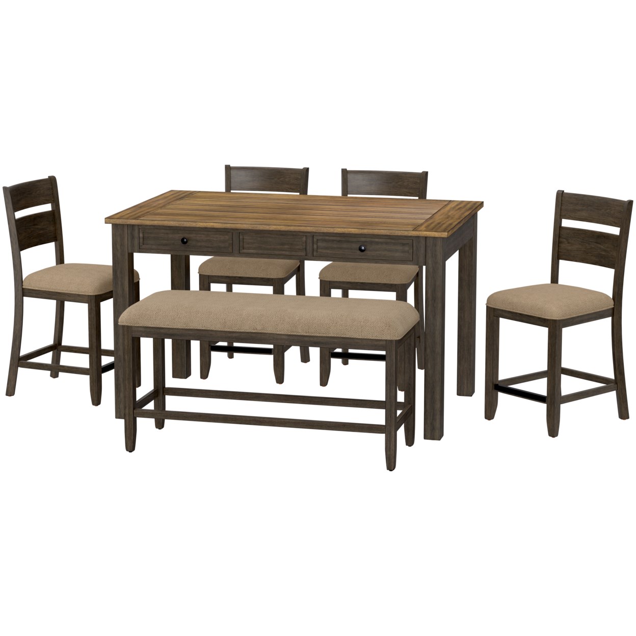 Emerald Sarasota 6 Piece Gathering Height Table Set