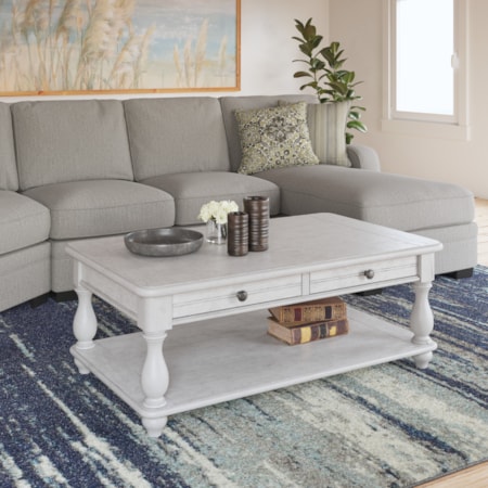 Rectangular Cocktail Table with Drawers