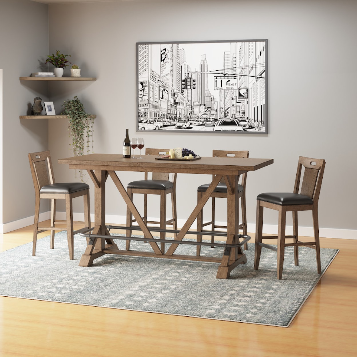 Emerald Benton Bar Table and Stool Set