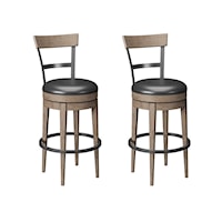 Transitional Set of 2 Bar Stools with Upholstered Seat
