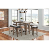 Transitional 6-Piece Bar Table and Stool Set with Bench