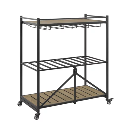 Industrial Folding Bar Cart with Castors