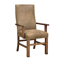 Transitional Upholstered Dining Arm Chair with Nailhead Trim