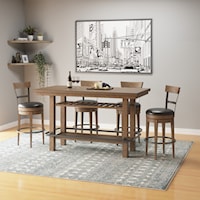 Transitional 5-Piece Bar Table and Stool Set