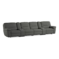 Contemporary 6 Piece Modular Reclining Sofa Set with Cupholders and Consoles