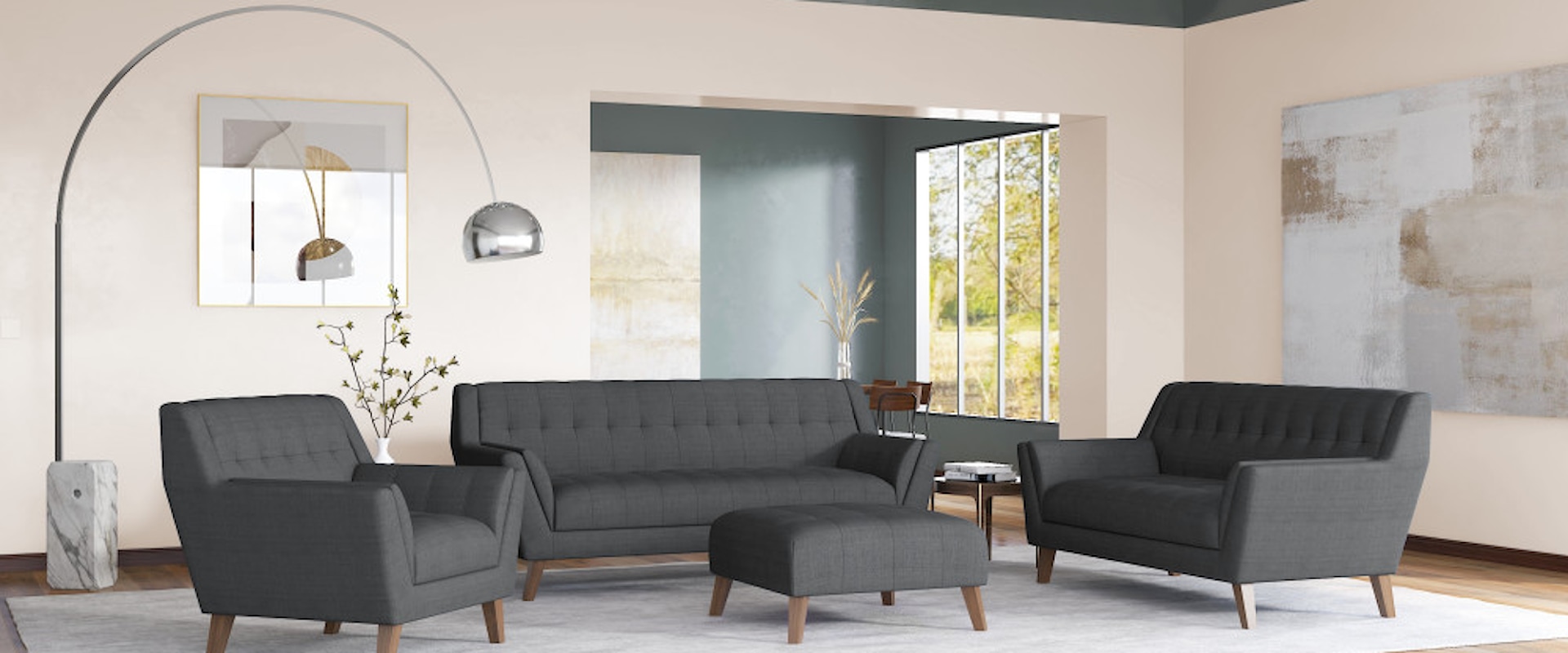 Mid-Century Modern 4-Piece Living Room Set