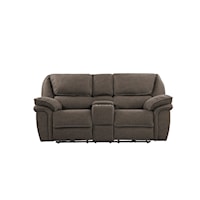 Casual Power Console Loveseat with Cup Holders and Storage Console
