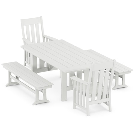 Acadia 5-Piece Dining Set With Benches