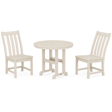 Vineyard Side Chair 3-Piece Round Dining Set