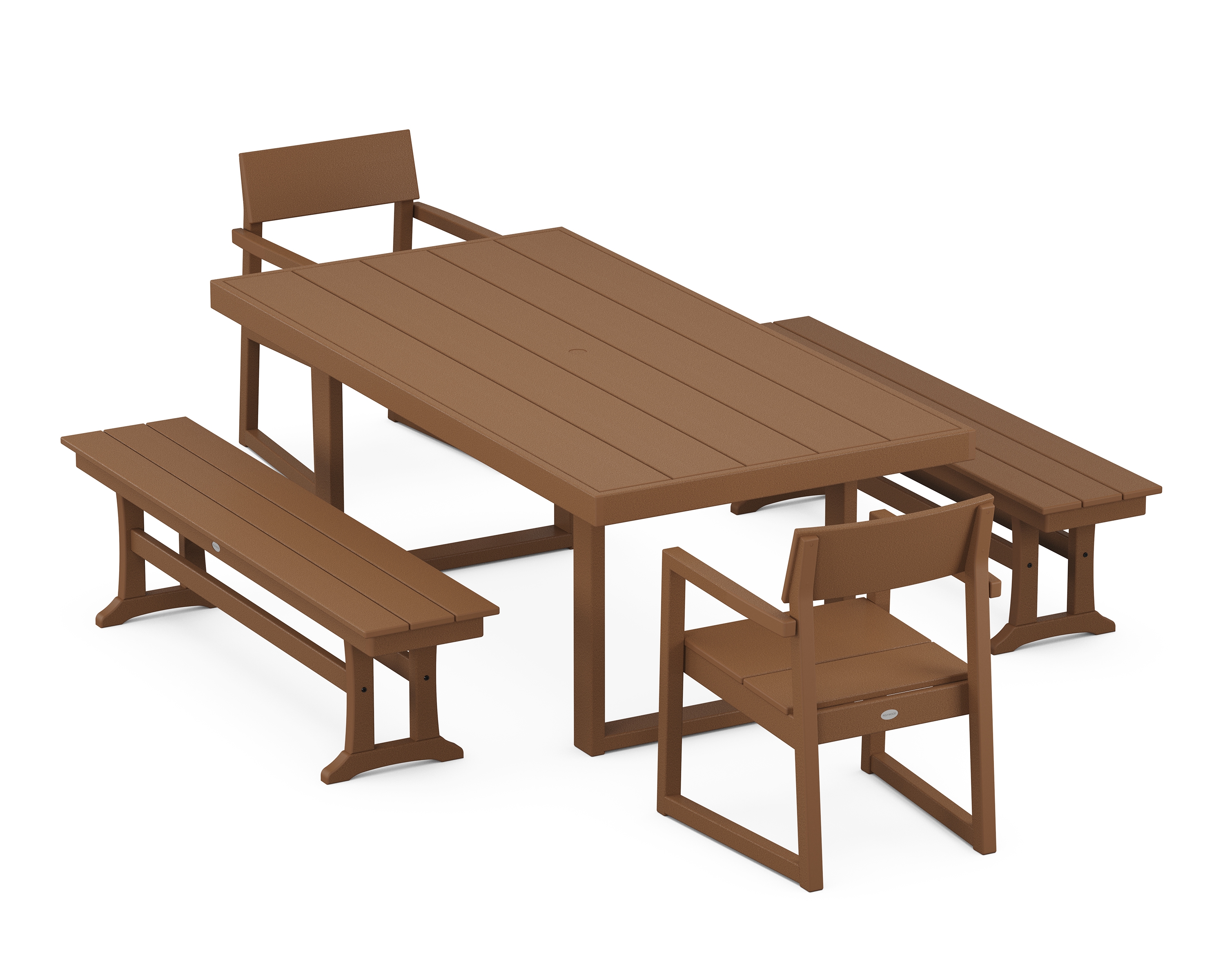 Edge 5-Piece Dining Set With Benches