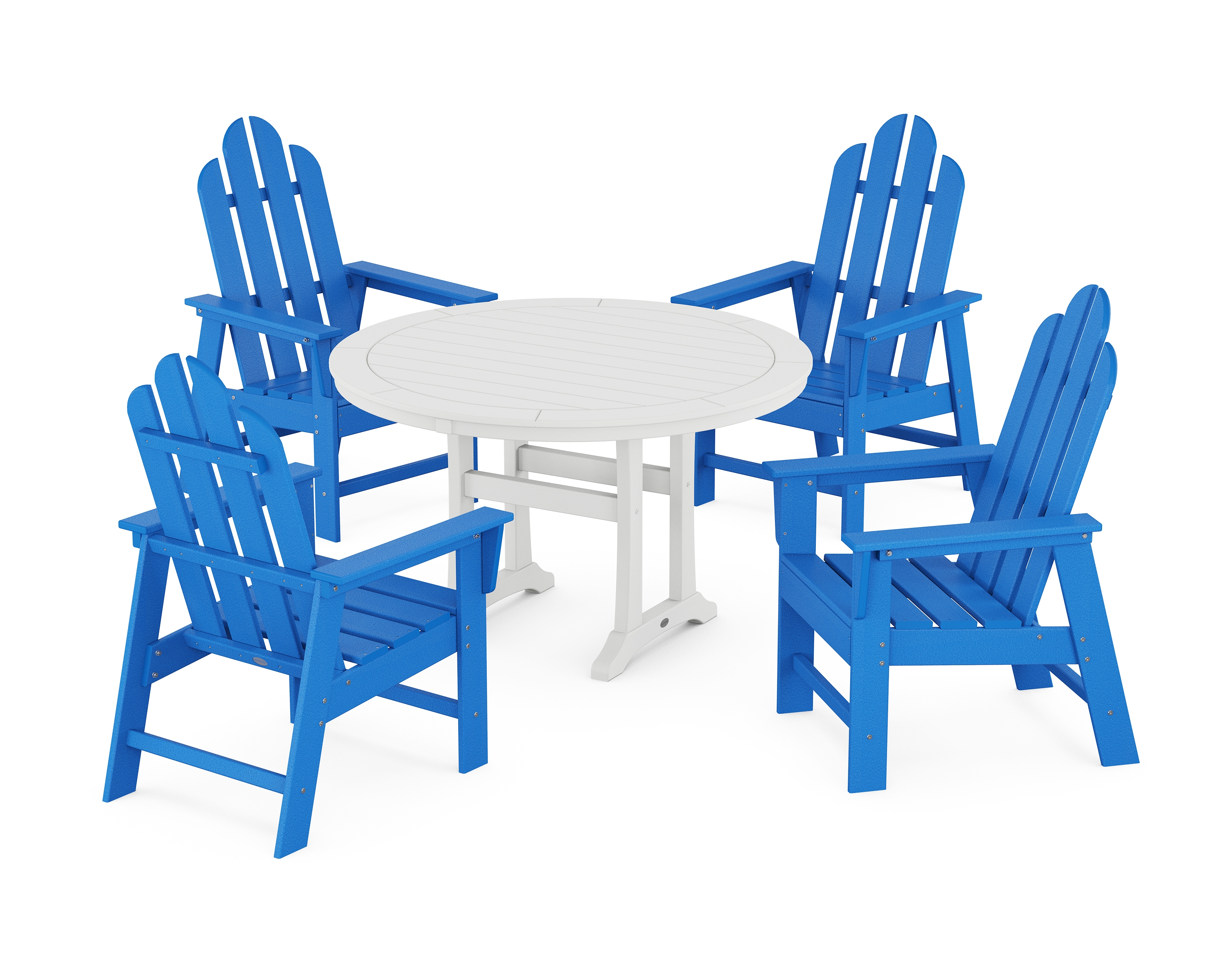 Long Island 5-Piece Round Dining Set With Trestle Legs