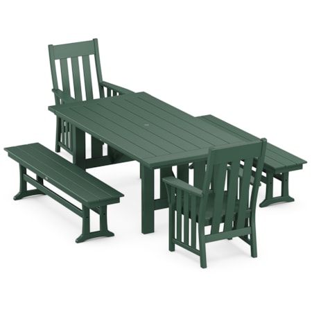 Acadia 5-Piece Dining Set With Benches