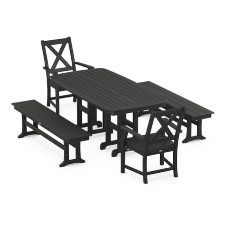 Braxton 5-Piece Dining Set With Benches